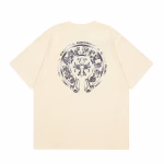 Chrome Hearts Silver Scroll Logo T-Shirt Cream