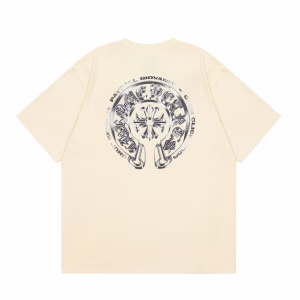 Chrome Hearts Silver Scroll Logo T-Shirt Cream