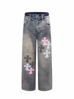 Chrome Hearts Multi Cross Patch Blue Jeans