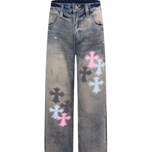 Chrome Hearts Multi Cross Patch Blue Jeans