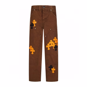 Chrome Hearts Brown Cross Patchwork Jeans