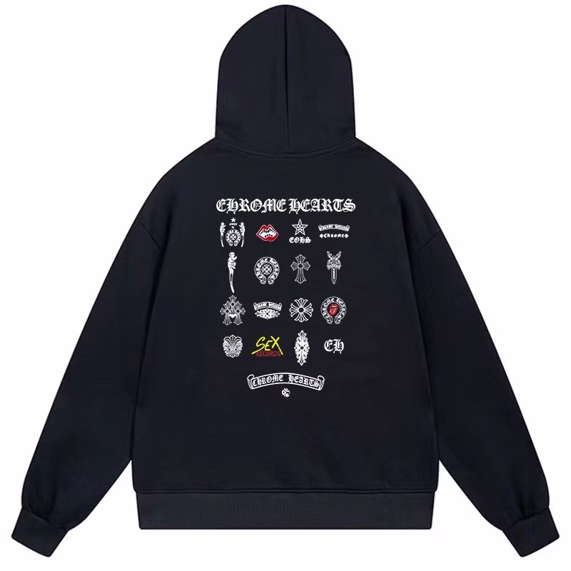 5de4f850 Chrome Hearts Multi Logo Graphic Black Hoodie