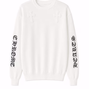 Chrome Hearts White Leather Cross Knit Sweater