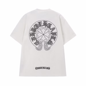 Chrome Hearts White Gothic Circle Cross T-Shirt