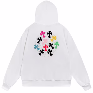 Chrome Hearts Multicolor Cross Logo White Hoodie