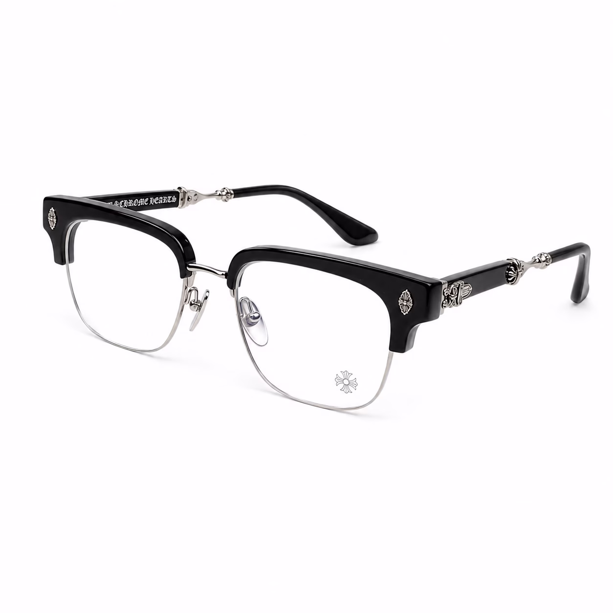 Chrome Hearts Clubmaster Black Silver Glasses Chrome Hearts Clubmaster Black Silver Glasses