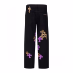Chrome Hearts Purple Cross Leopard Print Jeans
