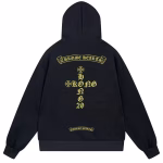 Chrome Hearts Yellow Gothic Logo Hoodie Black