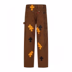 Chrome Hearts Brown Cross Patchwork Jeans