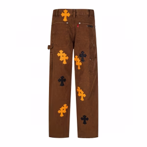 Chrome Hearts Brown Cross Patchwork Jeans