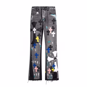 Chrome Hearts Multi Cross Patchwork Distressed Jeans