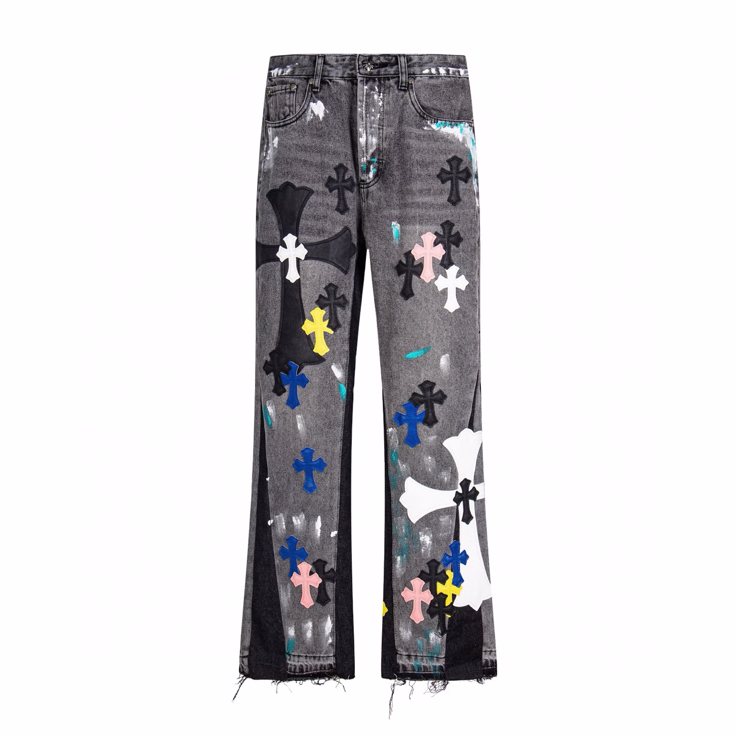 8e581335 Chrome Hearts Multi Cross Patchwork Distressed Jeans