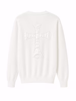 Chrome Hearts White Leather Cross Knit Sweater