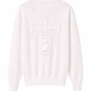 Chrome Hearts White Leather Cross Knit Sweater