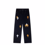 Chrome Hearts Orange Cross Patch Black Jeans