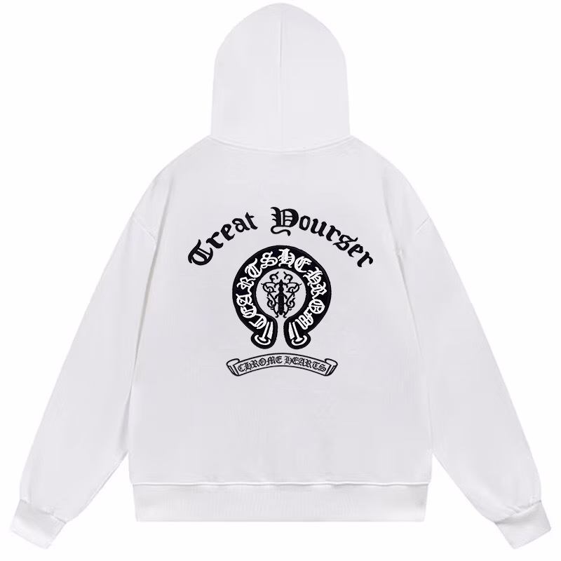 b50fa49c Chrome Hearts Gothic Horseshoe Logo White Hoodie