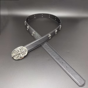 Chrome Hearts Gothic CH Cross Buckle Belt Black