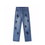 Chrome Hearts Black Cross Patch Blue Jeans