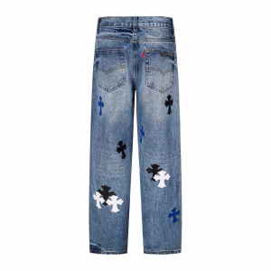 Chrome Hearts Cross Patch Blue Denim Jeans
