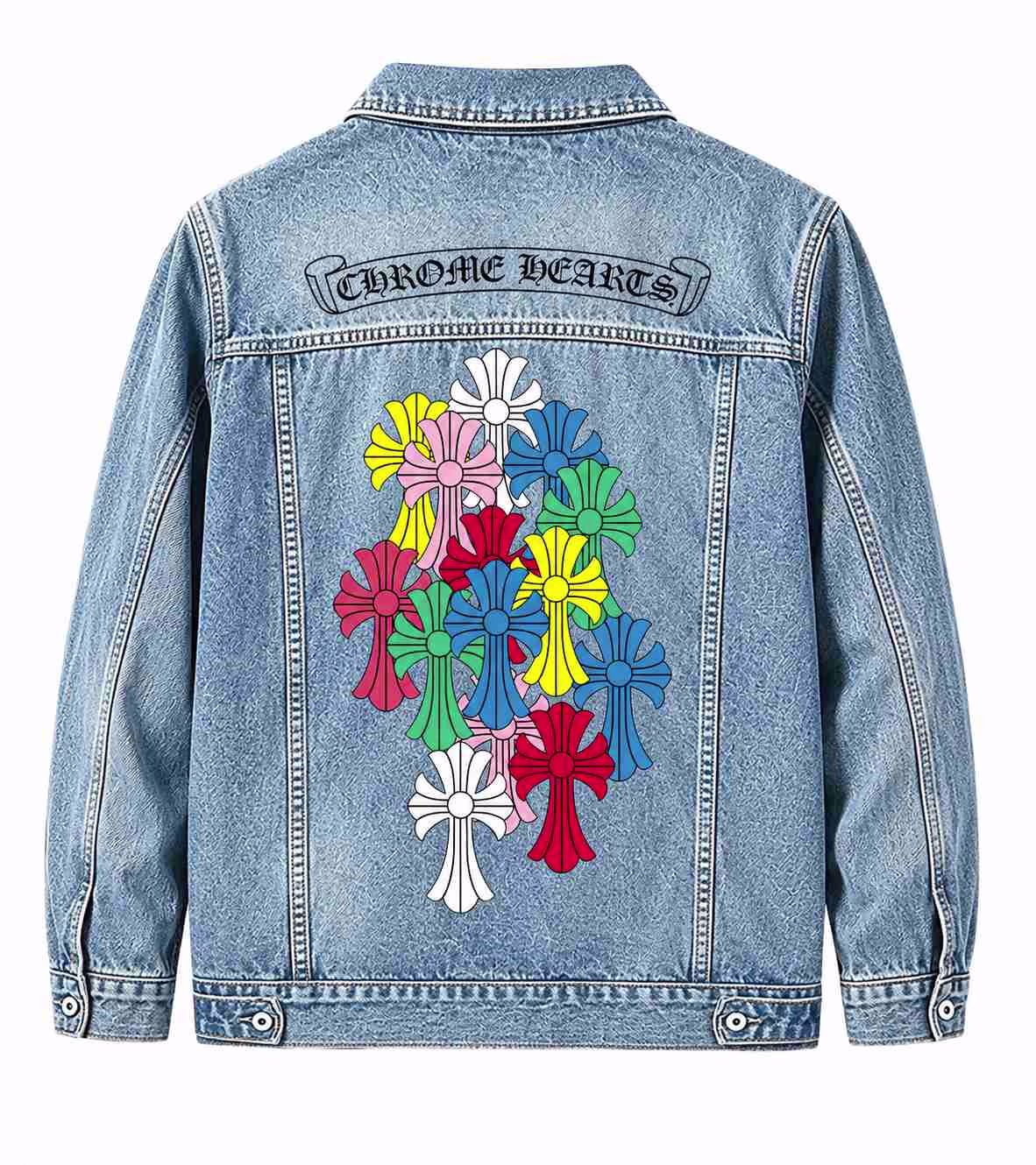 Chrome Hearts Blue Cross Floral Denim Jacket Chrome Hearts Blue Cross Floral Denim Jacket