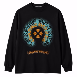 Chrome Hearts Orange Cross Horseshoe Black Long Sleeve