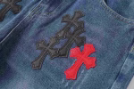 Chrome Hearts Red & Black Cross Patch Blue Jeans