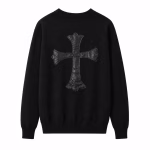 Chrome Hearts Black Leather Cross Knit Sweater