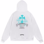 Chrome Hearts Blue Triple Cross Hoodie White