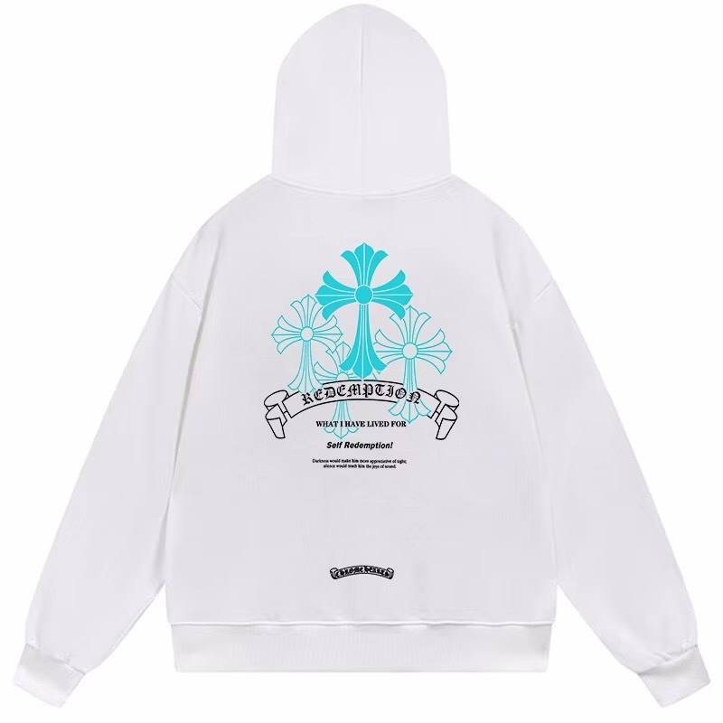 e9fca3c5 Chrome Hearts Blue Triple Cross Hoodie White