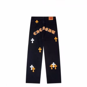 Chrome Hearts Orange Cross Patch Black Jeans