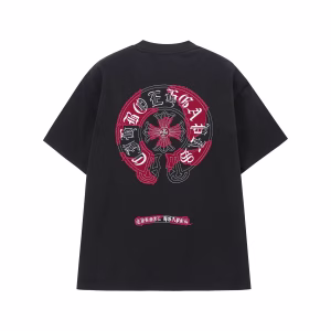 Chrome Hearts Black Red Cross Logo T-Shirt