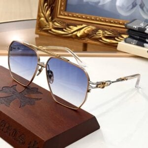 Chrome Hearts Gold Hexagon Blue Gradient Sunglasses