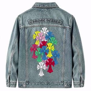Chrome Hearts Multicolor Cross Floral Denim Jacket