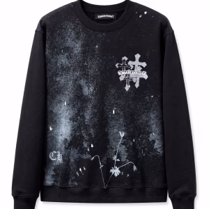Chrome Hearts Distressed Gothic Cross Crewneck Long Sleeve