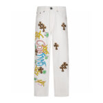 Chrome Hearts White Leopard Cross Graphic Jeans