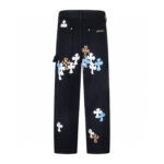 Chrome Hearts Black White Blue Cross Patch Carpenter Pants