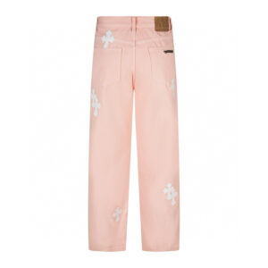 Chrome Hearts Light Pink White Cross Patch Jeans