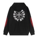 Chrome Hearts Black Gothic Horseshoe Cross Hoodie