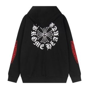 Chrome Hearts Black Gothic Horseshoe Cross Hoodie