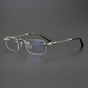 chrome hearts silver rimless cross glasses
