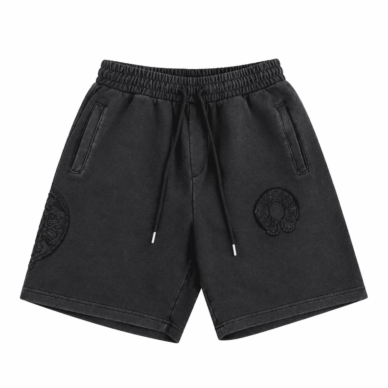 Chrome Hearts Tonal Horseshoe Patch Black Sweat Shorts Chrome Hearts Tonal Horseshoe Patch Black Sweat Shorts