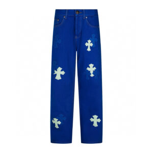 Chrome Hearts Royal Blue Contrast Cross Patch Jeans