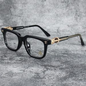 Chrome Hearts Black Gold Cross Hinge Glasses