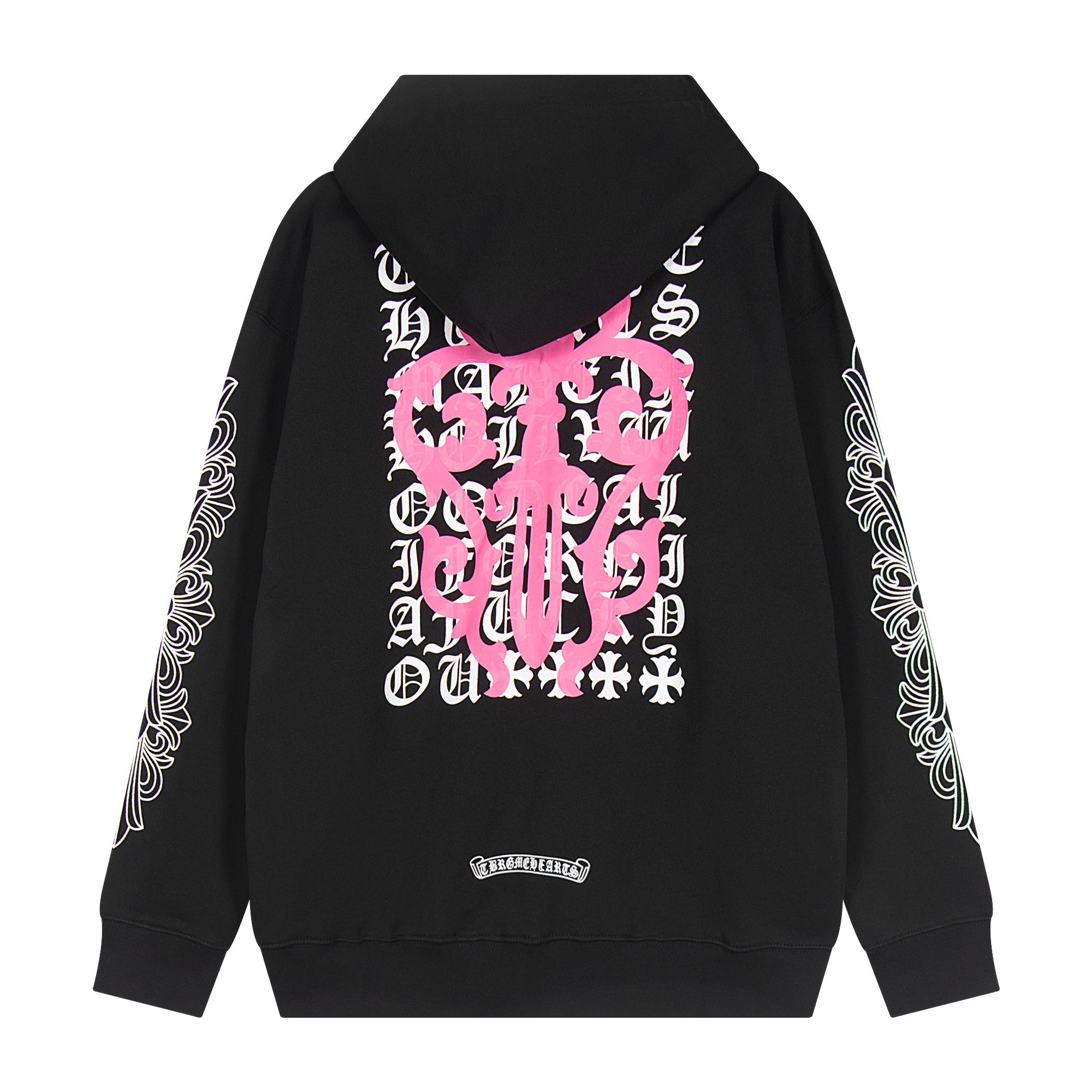4ad50c5f Chrome Hearts Pink Cross Leather Patch Zip Hoodie Black