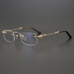 chrome hearts gold rimless cross glasses