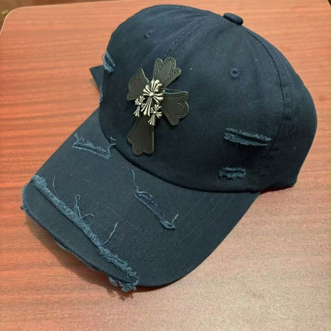 Chrome Hearts Black Cross Distressed Baseball Cap Chrome Hearts Black Cross Distressed Baseball Cap