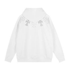 Chrome Hearts White Gothic Cross Pullover Hoodie