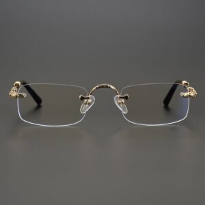 chrome hearts gold rimless cross glasses
