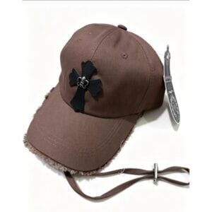 Chrome Hearts Brown Black Cross Distressed Baseball Cap