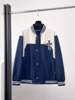 Chrome Hearts Navy Cream Triple Cross Varsity Jacket